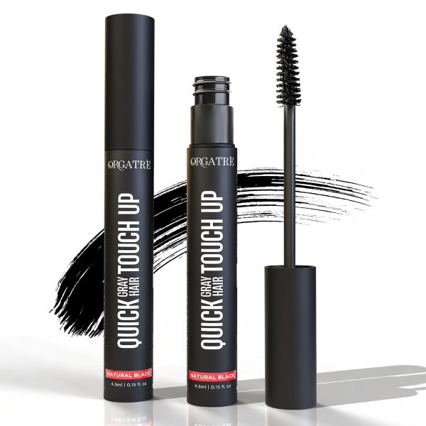 Orgatre Quick Gray Hair Touch Up Stick for grey hair 4.5ml | Instant Gray Coverage | Semi Permanent | Black Color | Smudge-Proof & Long-Lasting | Ideal for All Hair Types | Enriched with Almond & Olive Oil