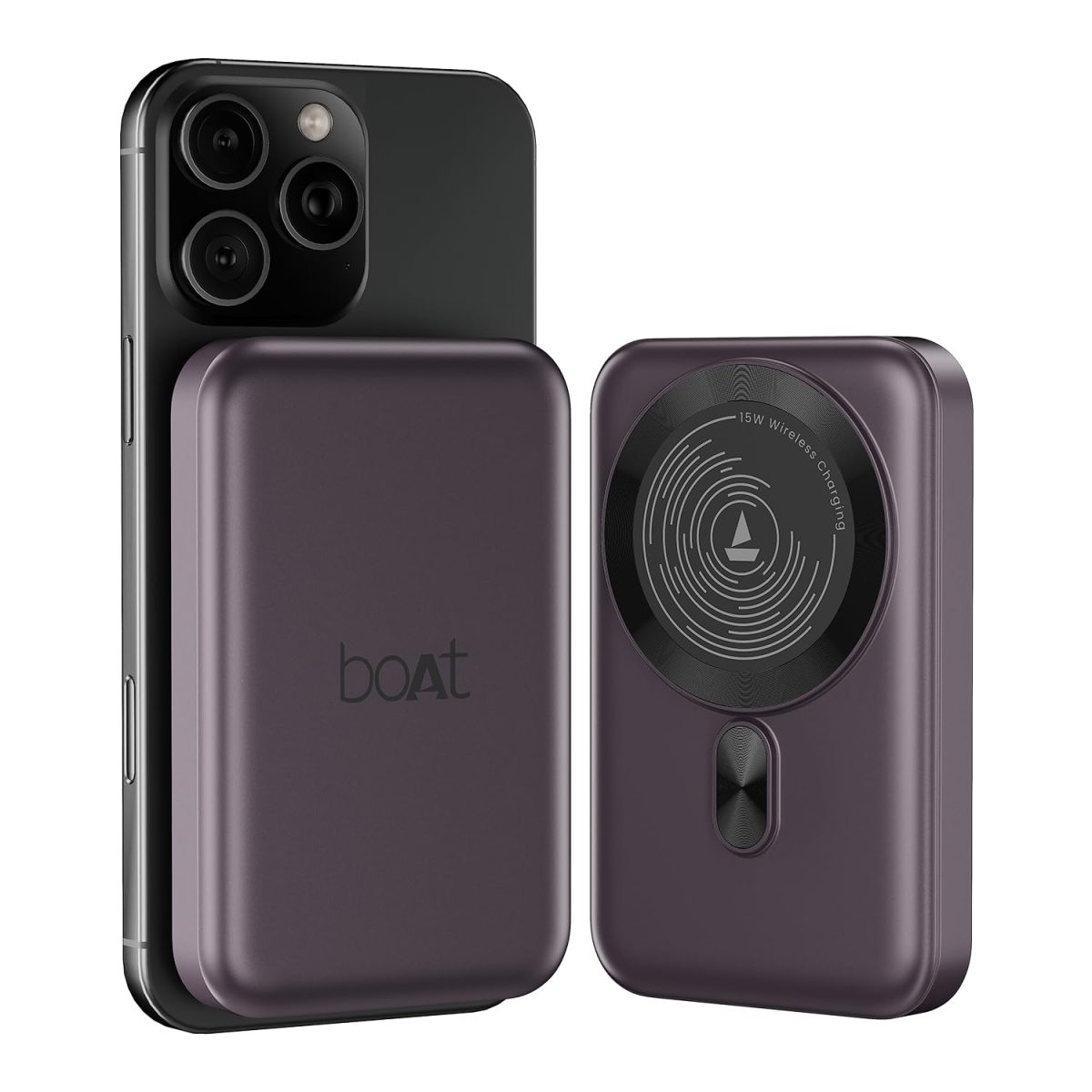 boAt New Launch EnergyShroom PB331 (Magsafe) 10000mAh Magnetic Wireless Powerbank, 15W Wireless & 22.5W Wired Charging for (iPhone 16,15,14,13 & 12, Android & Other Qi Enabled Devices) (Purple)