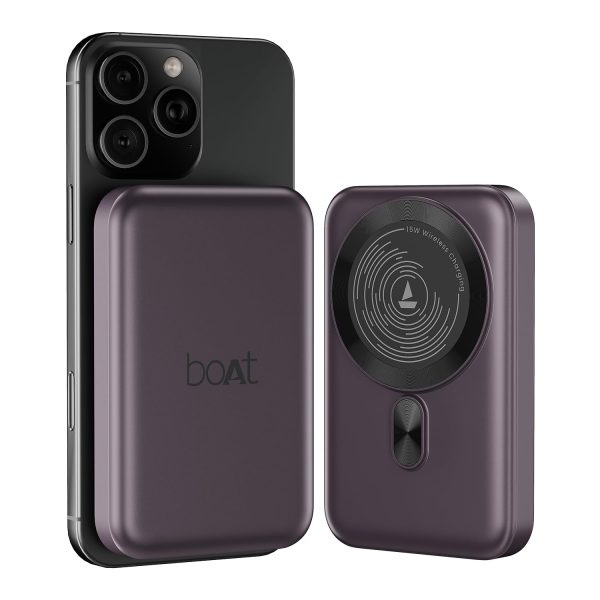 boAt New Launch EnergyShroom PB331 (Magsafe) 10000mAh Magnetic Wireless Powerbank, 15W Wireless & 22.5W Wired Charging for (iPhone 16,15,14,13 & 12, Android & Other Qi Enabled Devices) (Purple)