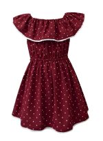 A.T.U.N. (ALL THINGS UBER NICE) Girl's Cotton Skater Knee-Long Knee-Length Dress (Gdrs Cel MPD_Maroon_13-14 Yr), 13-14 Years