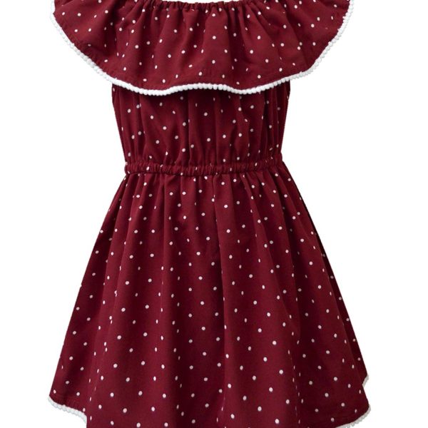 A.T.U.N. (ALL THINGS UBER NICE) Girl's Cotton Skater Knee-Long Knee-Length Dress (Gdrs Cel MPD_Maroon_13-14 Yr), 13-14 Years