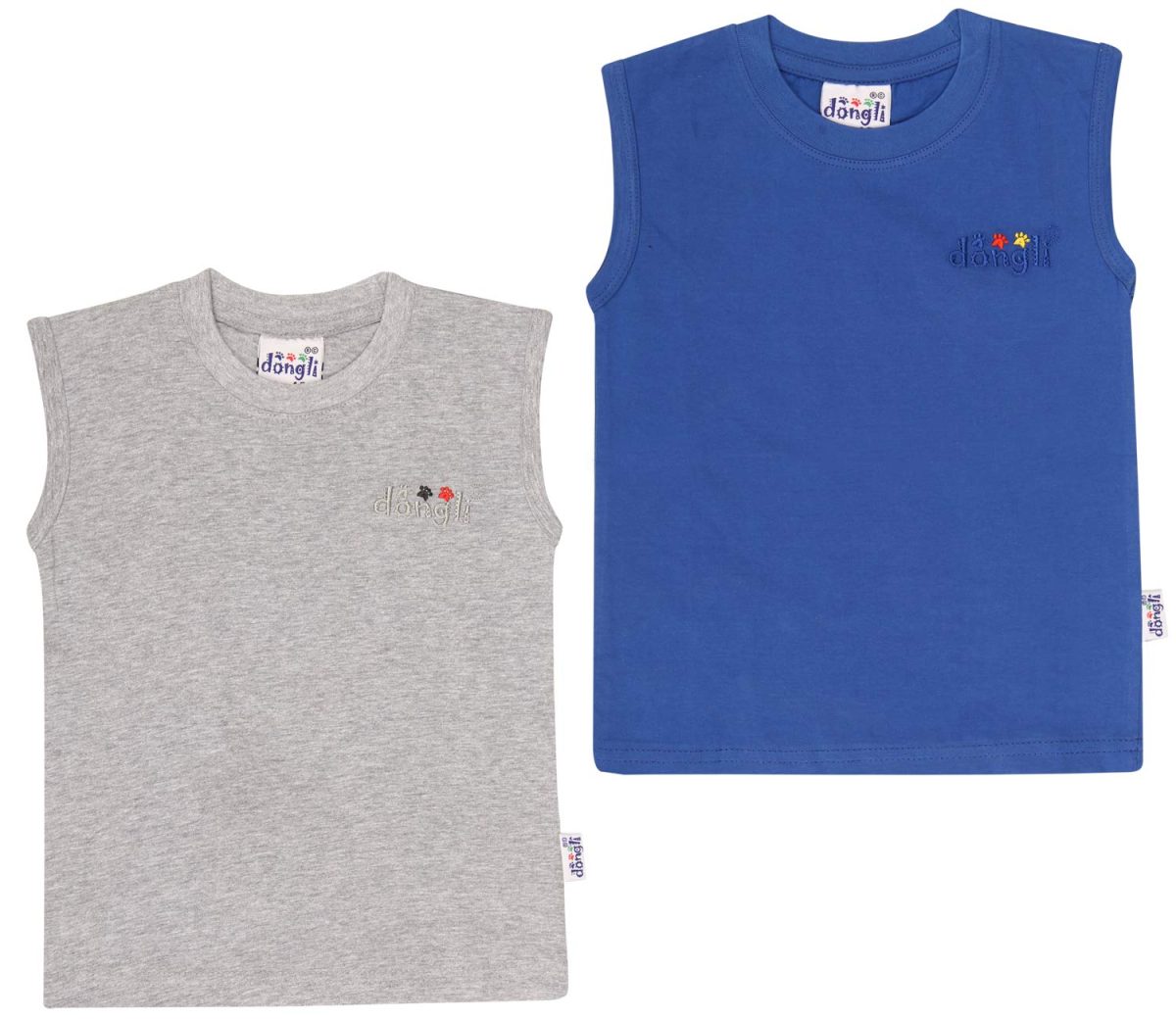 dongli Boys Sleeveless Cotton Tshirt with bio wash (Pack of 2).