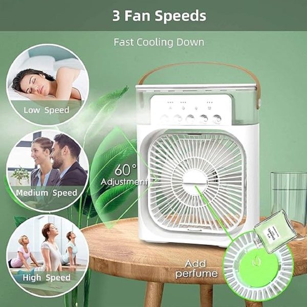 PULIER Portable mini Air Conditioner|mini cooler|Anti-leakage Water Ice Cooling Air Cooler for Room Bedroom Office|water sprey|1.2L Water Tank & 2 Ice Packs,360°Adjustment Office, Home, Room