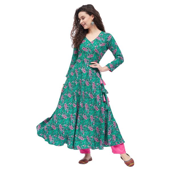 Tissu Women's Rayon Floral Regular Kurta