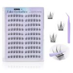 MAYCREATE® 120Pcs Self Adhesive Eyelashes, Self Adhesive Eyelash Clusters, Lash Clusters Press On Lashes Self Stick Cluster Lashes Pre Glued Eyelash Clusters with Tweezer No Glue Needed