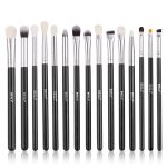 BEILI Black 15 Pieces Eye shadow eyeliner Eyebrow Natural goat hair Makeup brushes Set