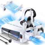 Tokluck Ps5 Horizontal Stand With 3-Level Cooling Fans For Ps 5 Console, Ps5 Accessories Cooling Stand With Ps5 Controller Charger, Ps5 Cooling Station With Headset Holder & Screw, Usb-C Cable