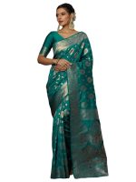 Satrani Women's Silk Blend Weaving Banarasi Saree with Unstitched Blouse Piece
