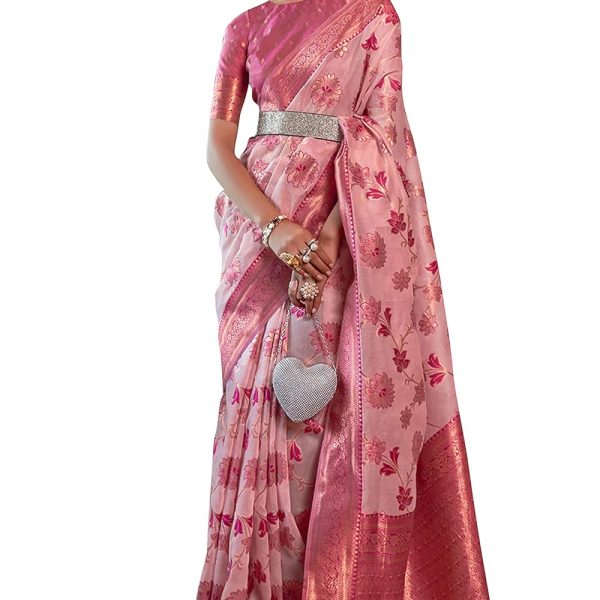 SWORNOF Womens Kanjivaram Banarasi Silk Saree Patola saree with Unstitched blouse piece