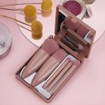 Travel Size Makeup Brushes Set Mini Makeup Brushes, Small Complete Function Cosmetic Brushes Kit with Case and Mirror Perfect for On The Go, 5PC Brush