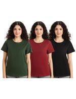 Amazon Brand - Symbol Women's Cotton Regular Fit T-Shirt (Combo Pack of 3)