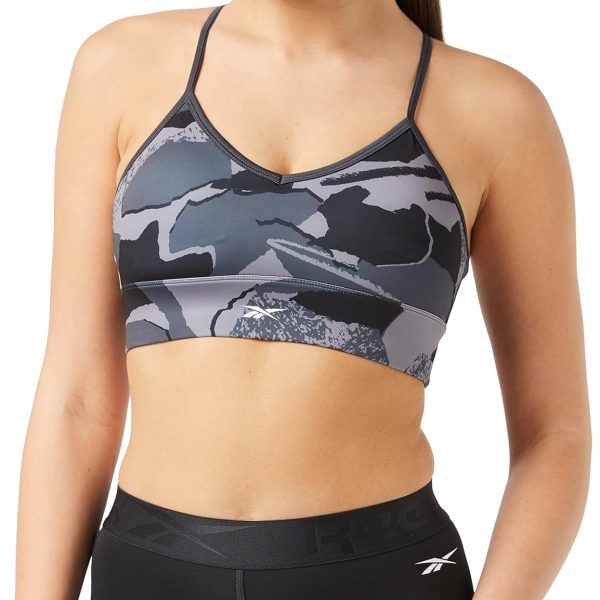 Reebok Women's Satin 91% Pes/9% El-Interlock-Hydrophilic Finish/Print-Digital Sublimation-Disperse Classic Workout Sports Bra