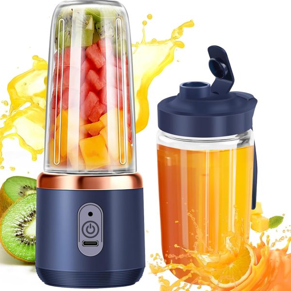 Qlect Portable Blender for Smoothies & Juices | 400ML Compact Jar for Soft Fruits | 40W Motor Crushes Ice | Auto-Stop After 40s | 1800mAh Rechargeable Juicer with Built-in Jar
