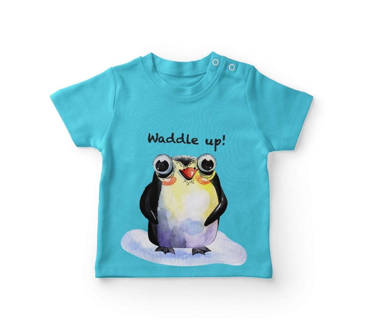 XAGO Solid Casual T-Shirt for Boys Cotton Regular Fit Round Neck Short Sleeve Blue Cartoon Animal Penguin