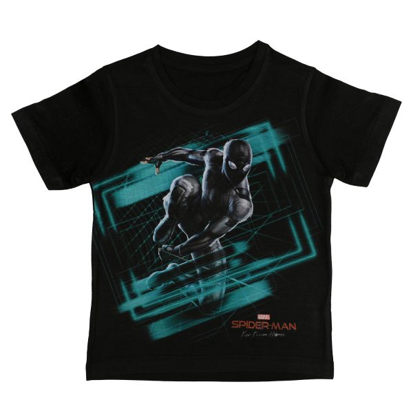 Marvel Spiderman by Wear Your Mind Boy's Plain Regular T-Shirt (DSM0089.2_Black 8-9Y)