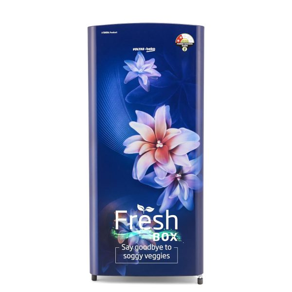 Voltas Beko, A Tata Product 183 L 2 Star Direct Cool Single Door Refrigerator (RDC215D/S0WBR0M0000GO, Hairline Blue, With Fresh Box Technology and Chiller Zone)