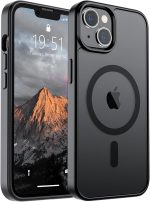 Sounce Shockproof Superior Drop Protection Cover Scratch Resistant Case Premium Armor Magsafe Designed Shield Strong Megnetic Adsorption with Polycarbonate Protection for iPhone 14/13 [Matte Black]