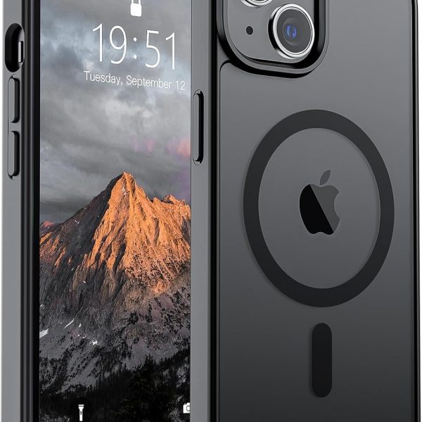Sounce Shockproof Superior Drop Protection Cover Scratch Resistant Case Premium Armor Magsafe Designed Shield Strong Megnetic Adsorption with Polycarbonate Protection for iPhone 14/13 [Matte Black]