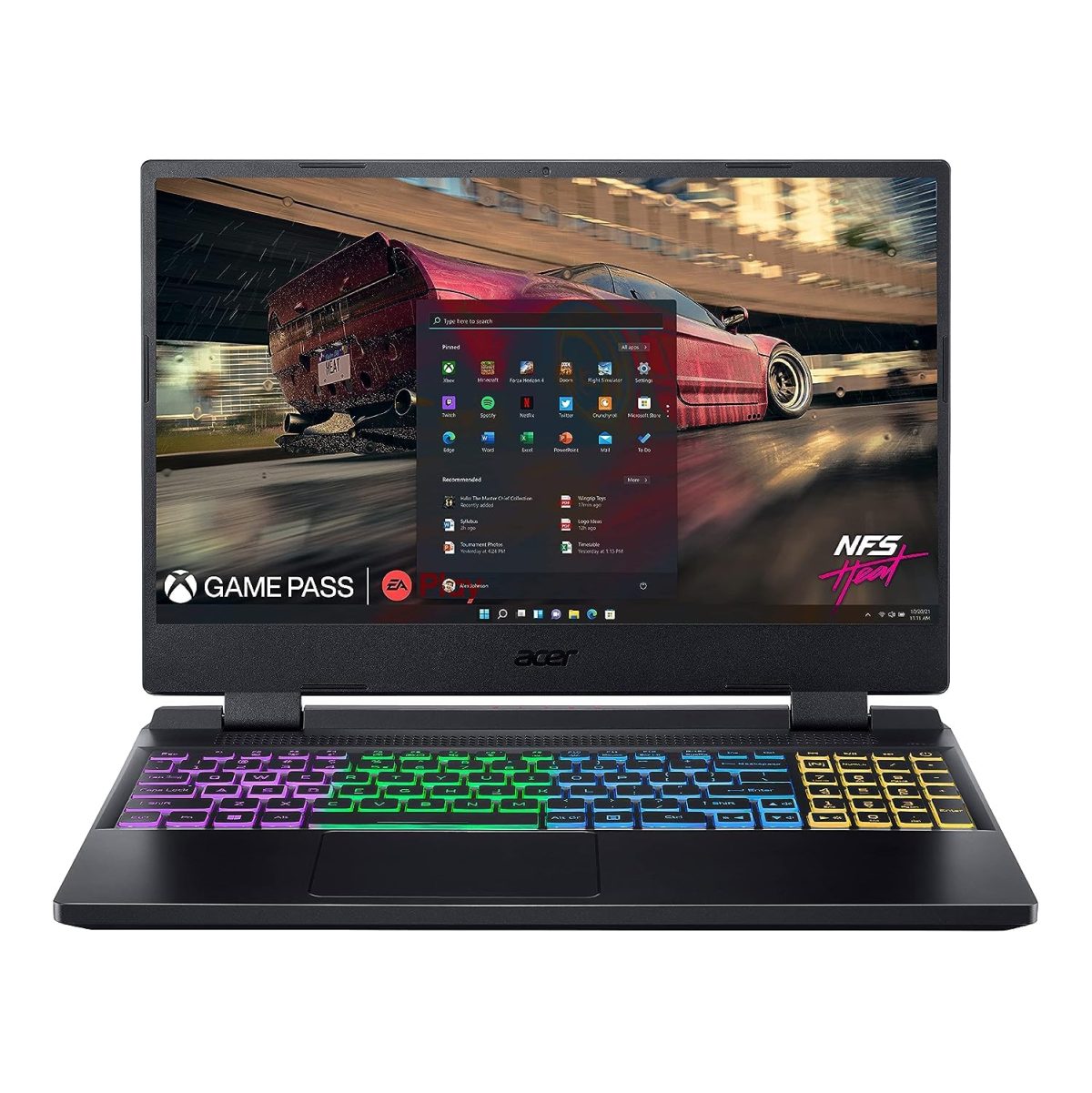 Acer Nitro 5 12th Gen Intel Core i5-12450H Gaming Laptop (16 GB RAM/512 GB SSD/RTX 3050 Graphics/144 Hz/RGB Backlit/Win11 Home) AN515-58 with 39.62 cm (15.6") FHD IPS Display, Obsidian Black, 2.5 KG