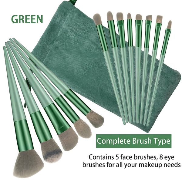13 pcs Makeup Brushes Set with Beauty Blender, Eyeshadow Brush Set with Cloth Bag and 4 pcs Boxed Makeup Sponges for Foundation
