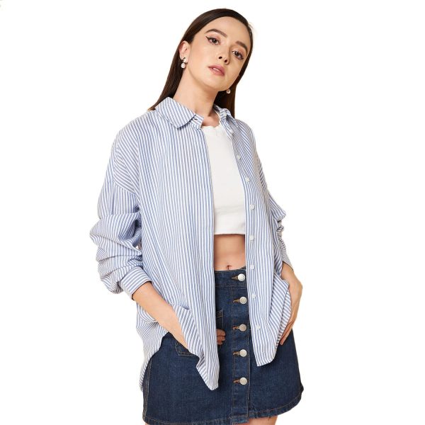 HIGH STAR Women's Cotton Oversized Fit Shirt
