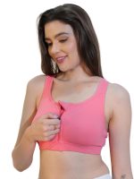 BODYSIZE Women Front Open Zipper Sports Bra | Wire Free Sweat Absorbent, Soft Cotton Lycra Fabric for Ultimate Comfort