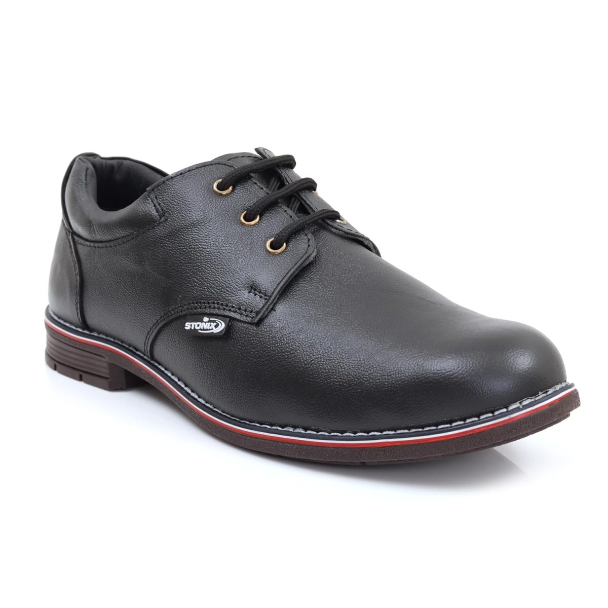 STONIX® Formal Premium Safety Shoes for Men's | Steel Toe cap | Slip and Water Resistant | Leather Material & TPR Sole | Comfortable for Construction Work's,(SIZE-08, BLACK)