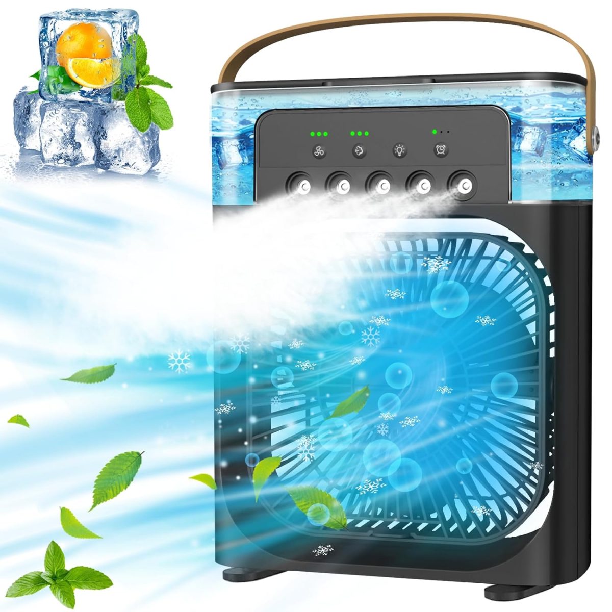 SUMLGT Portable Air Conditioner - Small Personal Cooler Quiet Ac Mini Computer Cooling Fan Usb Powered 1/2/3H Timer, 3 Speed