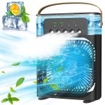 SUMLGT Portable Air Conditioner - Small Personal Cooler Quiet Ac Mini Computer Cooling Fan Usb Powered 1/2/3H Timer, 3 Speed