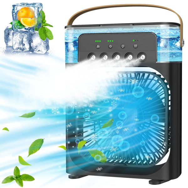 SUMLGT Portable Air Conditioner - Small Personal Cooler Quiet Ac Mini Computer Cooling Fan Usb Powered 1/2/3H Timer, 3 Speed