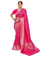 Leriya Fashion Women's Pure Jacquard Banarasi Kanjivarm Cotton Silk Saree with Blouse Piece |