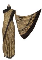 Ethnics of Kutch Womens Ajrakh Modal Silk Natural Dye Hand Block Print Saree with Blouse Piece - 5.5 Mtr Length