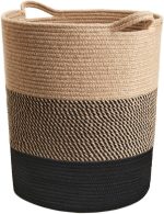 ALBY Large Jute Rope Oval Basket - Tall Laundry Basket Hamper For Dirty Clothes Woven Jute Storage Basket For Blanket In Living Room Toy Basket For Nursery Storage,17.8" X 15.8" X 13.8",Multicolor