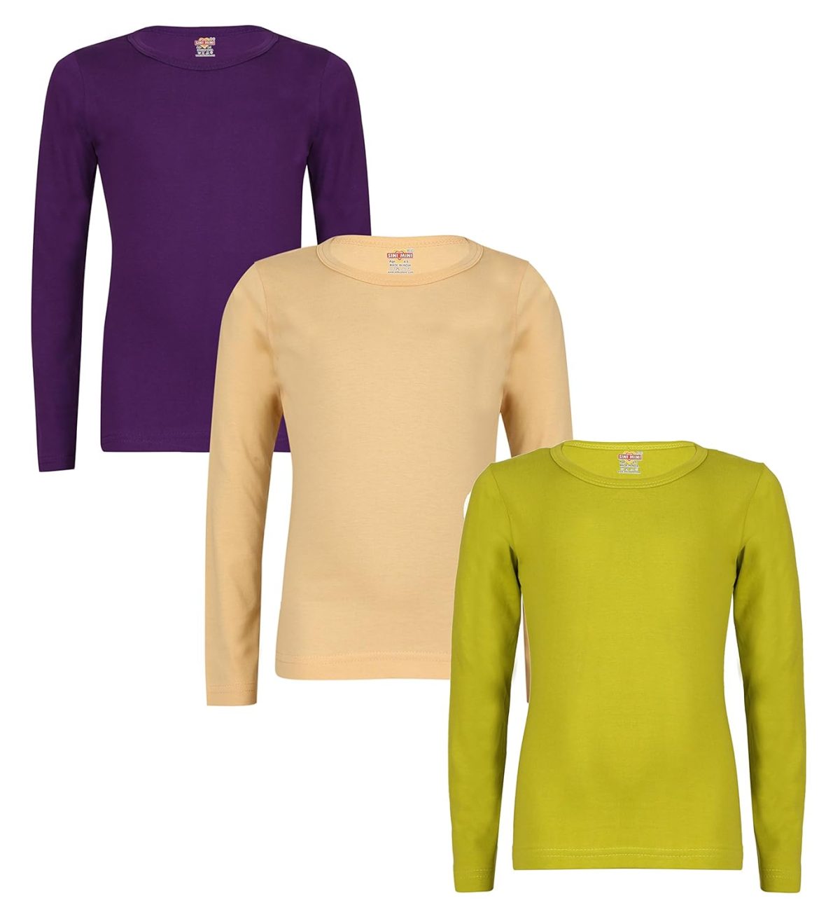 SINI MINI Sinimini Plain Full Sleeve Girls top (Pack of 3)