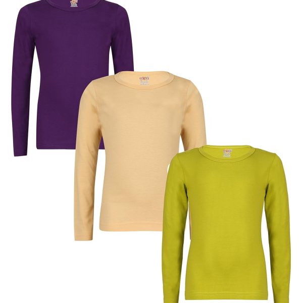 SINI MINI Sinimini Plain Full Sleeve Girls top (Pack of 3)