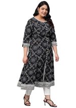 Akiko Women's Cotton Bandhej Print Anarkali Kurta (Red)