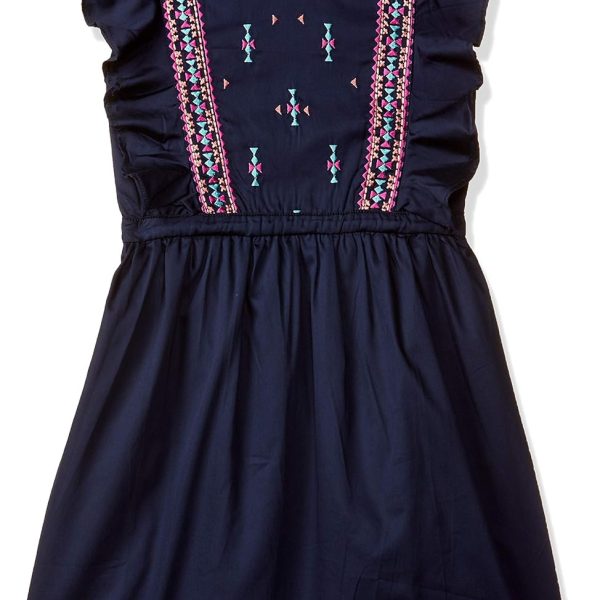 Amazon Brand - Jam & Honey Empire Waist Girls 100% Cotton Printed Knee Length One Piece Dress | Age 2-12 Years
