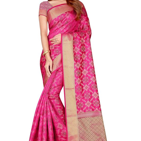 Trendy Store Women's Jacquard Silk Blend Saree With blouse piece
