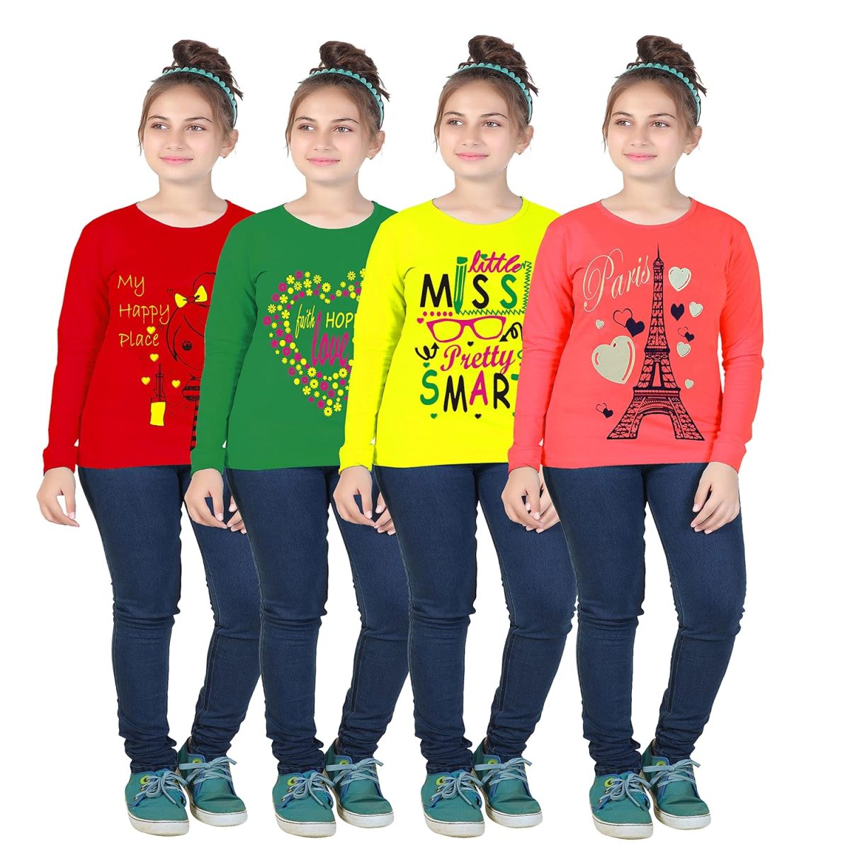 MIST N FOGG Girl's T-Shirt (Set of 4)
