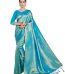 Vardha Women's Kanchipuram Raw Silk Saree with Unstitched Blouse Piece - Zari Woven Work Sarees for Wedding