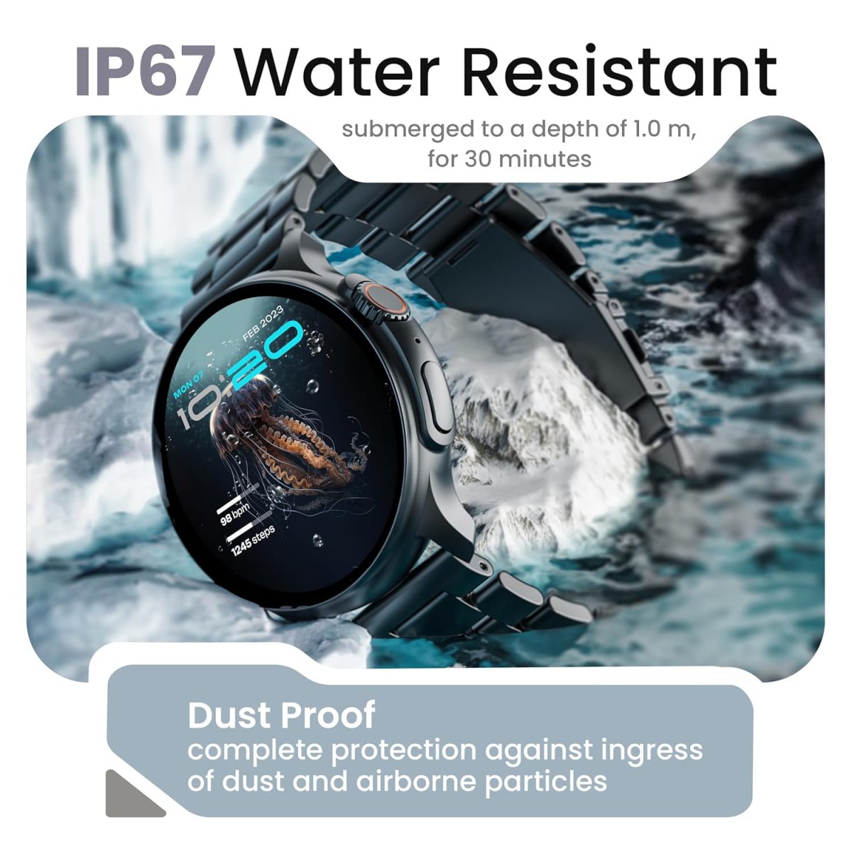 Boult Crown R Pro Smart Watch 1.43''HD AMOLED, Bluetooth Calling, Working Crown, Zinc Alloy Frame, 600 Nits Brightness, AI Voice Assistant, SpO2 Monitoring, 120+ Sports Mode (Jet Black) - Image 9