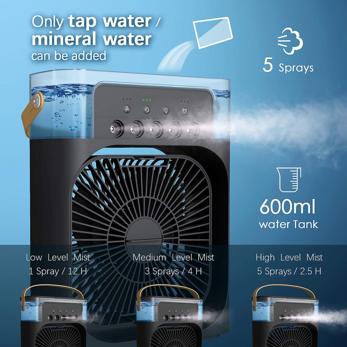 Mabron (Summer Season 12 Year Warranty) Transform your environment with the Portable Air Conditioner Fan,this USB-powered mini AC adesk fan and mini cooler_Multicolor - Image 2
