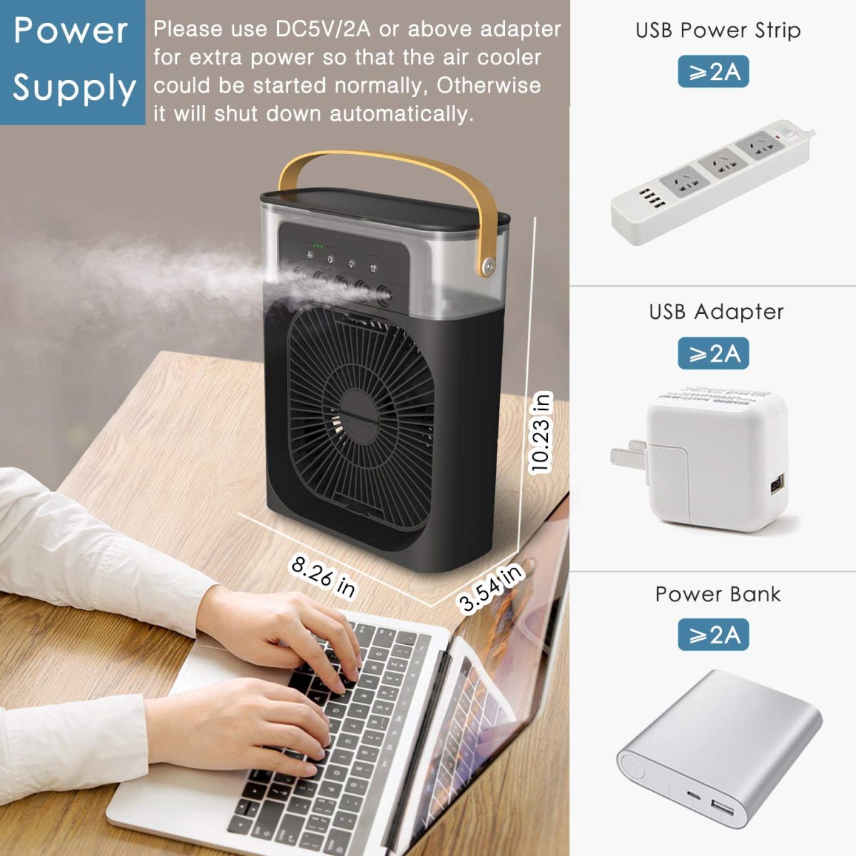 Mabron (Summer Season 12 Year Warranty) Transform your environment with the Portable Air Conditioner Fan,this USB-powered mini AC adesk fan and mini cooler_Multicolor - Image 4