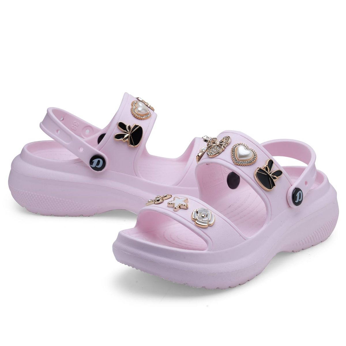 DOCTOR EXTRA SOFT Women's Metallic Charms Fashion Slippers/Sandals With Adjustable Back Strap|Comfortable|Lightweight|Stylish & Anti-Skid|Waterproof Casual Beach Slides Mules Girls & Ladies D-533 - Image 4