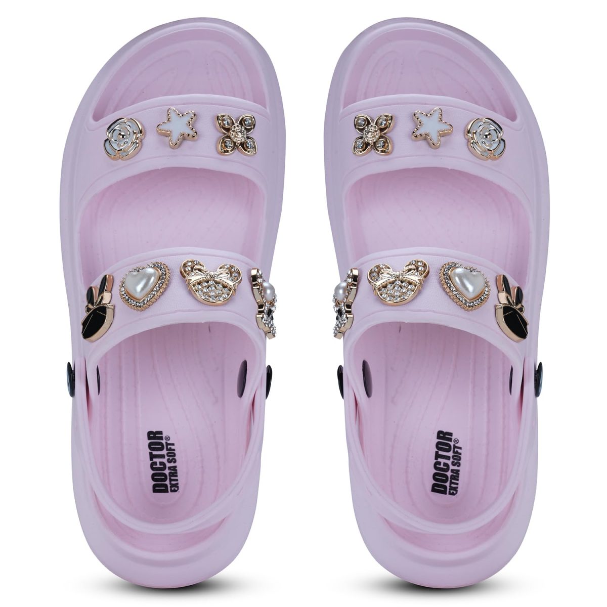 DOCTOR EXTRA SOFT Women's Metallic Charms Fashion Slippers/Sandals With Adjustable Back Strap|Comfortable|Lightweight|Stylish & Anti-Skid|Waterproof Casual Beach Slides Mules Girls & Ladies D-533 - Image 5