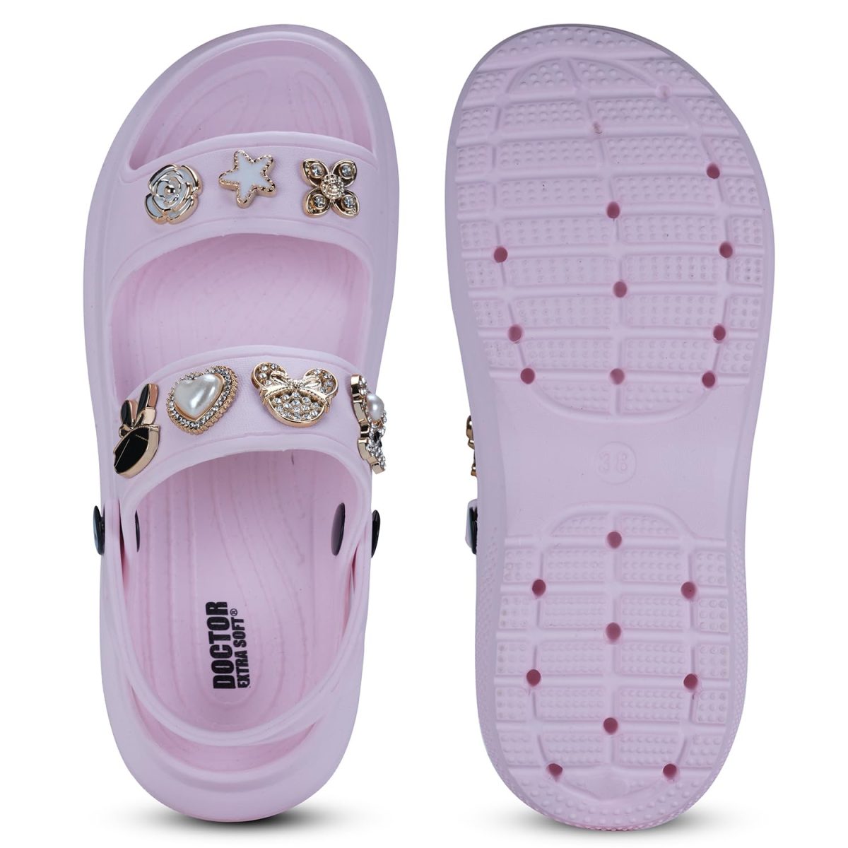DOCTOR EXTRA SOFT Women's Metallic Charms Fashion Slippers/Sandals With Adjustable Back Strap|Comfortable|Lightweight|Stylish & Anti-Skid|Waterproof Casual Beach Slides Mules Girls & Ladies D-533 - Image 7