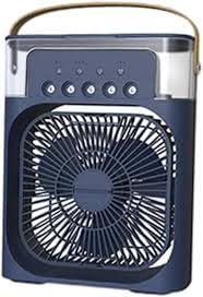 Drumstone 【12 YEARS WARRANTY】 Portable Air Conditioner Fan. This black air fan features a 500 ml water tank, USB personal cooler, mini humidifier with 7 colors LED light, 3 timer options_Multicolor