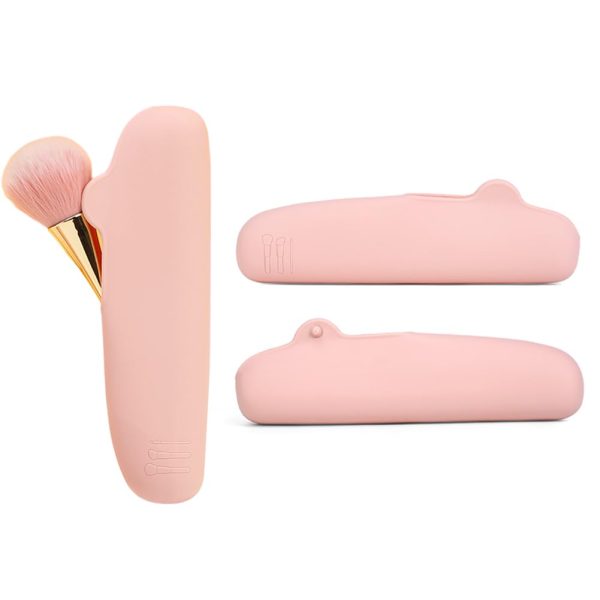 Hodaqe Travel Makeup Brush Holder, Magnetic Anti-fall Out Silicon Portable Cosmetic Face Brushes Holder, Soft Sleek and Waterproof Makeup Tools Organizer for Women