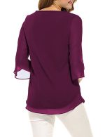 PLADO Women's and Girls Georgette Top Maroon - Image 2