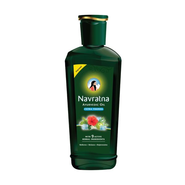 Navratna Extra Thanda Cool Oil | Unique combination of 9 Ayurvedic Herbs | Relieves Headache, Body ache, Tiredness, Sleeplessness & Tension| Improves Scalp Health | Relaxing & Rejuvenating cooling effect | 300ml